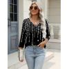 Zeagoo 3/4 Length Sleeve Womens Tops Casual V Neck Shirts Soft Basic Tees Business Work Blouses(Shiny Diamond)