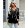 Zeagoo 3/4 Length Sleeve Womens Tops Casual V Neck Shirts Soft Basic Tees Business Work Blouses(Shiny Diamond)