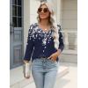 Zeagoo 3/4 Length Sleeve Womens Tops Casual V Neck Shirts Soft Basic Tees Business Work Blouses(White Flower_sf103)