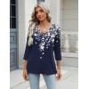 Zeagoo 3/4 Length Sleeve Womens Tops Casual V Neck Shirts Soft Basic Tees Business Work Blouses(White Flower_sf103)
