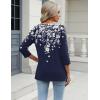 Zeagoo 3/4 Length Sleeve Womens Tops Casual V Neck Shirts Soft Basic Tees Business Work Blouses(White Flower_sf103)