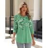 Zeagoo 3/4 Length Sleeve Womens Tops Crew Neck Loose Fit Shirts Pleated Cute Clothes Dressy Casual 2026 Summer Tunics(Bf180)