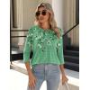 Zeagoo 3/4 Length Sleeve Womens Tops Crew Neck Loose Fit Shirts Pleated Cute Clothes Dressy Casual 2026 Summer Tunics(Bf180)