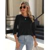 Zeagoo 3/4 Length Sleeve Womens Tops Crew Neck Loose Fit Shirts Pleated Cute Clothes Dressy Casual 2026 Summer Tunics(Black)