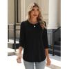 Zeagoo 3/4 Length Sleeve Womens Tops Crew Neck Loose Fit Shirts Pleated Cute Clothes Dressy Casual 2026 Summer Tunics(Black)
