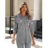 Zeagoo 3/4 Length Sleeve Womens Tops Crew Neck Loose Fit Shirts Pleated Cute Clothes Dressy Casual 2026 Summer Tunics(Hf36)