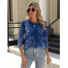 Zeagoo 3/4 Length Sleeve Womens Tops Crew Neck Loose Fit Shirts Pleated Cute Clothes Dressy Casual 2026 Summer Tunics(Mz845)
