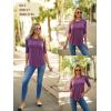 Zeagoo 3/4 Length Sleeve Womens Tops Crew Neck Loose Fit Shirts Pleated Cute Clothes Dressy Casual 2026 Summer Tunics(Purple)
