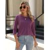 Zeagoo 3/4 Length Sleeve Womens Tops Crew Neck Loose Fit Shirts Pleated Cute Clothes Dressy Casual 2026 Summer Tunics(Purple)