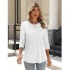 Zeagoo 3/4 Length Sleeve Womens Tops Crew Neck Loose Fit Shirts Pleated Cute Clothes Dressy Casual 2026 Summer Tunics(White)