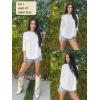 Zeagoo 3/4 Length Sleeve Womens Tops Crew Neck Loose Fit Shirts Pleated Cute Clothes Dressy Casual 2026 Summer Tunics(White)