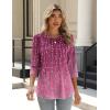 Zeagoo 3/4 Length Sleeve Womens Tops Crew Neck Loose Fit Shirts Pleated Cute Clothes Dressy Casual 2026 Summer Tunics(Xh370)