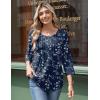 Zeagoo 3/4 Length Sleeve Womens Tops Round Neck Casual Summer Tunic Tops Basic Tees Blouses Dressy T-Shirts Pleated Shirts(02 Navy Floral)