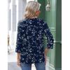 Zeagoo 3/4 Length Sleeve Womens Tops Round Neck Casual Summer Tunic Tops Basic Tees Blouses Dressy T-Shirts Pleated Shirts(02 Navy Floral)