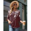 Zeagoo 3/4 Length Sleeve Womens Tops Round Neck Casual Summer Tunic Tops Basic Tees Blouses Dressy T-Shirts Pleated Shirts(02 Red)