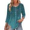 Zeagoo 3/4 Length Sleeve Womens Tops Round Neck Casual Summer Tunic Tops Basic Tees Blouses Dressy T-Shirts Pleated Shirts(A-green)