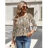 Zeagoo 3/4 Length Sleeve Womens Tops Round Neck Casual Summer Tunic Tops Basic Tees Blouses Dressy T-Shirts Pleated Shirts(Apricot)