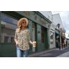 Zeagoo 3/4 Length Sleeve Womens Tops Round Neck Casual Summer Tunic Tops Basic Tees Blouses Dressy T-Shirts Pleated Shirts(Apricot)
