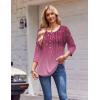 Zeagoo 3/4 Length Sleeve Womens Tops Round Neck Casual Summer Tunic Tops Basic Tees Blouses Dressy T-Shirts Pleated Shirts(A-purple)