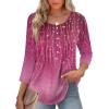 Zeagoo 3/4 Length Sleeve Womens Tops Round Neck Casual Summer Tunic Tops Basic Tees Blouses Dressy T-Shirts Pleated Shirts(A-purple)