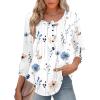 Zeagoo 3/4 Length Sleeve Womens Tops Round Neck Casual Summer Tunic Tops Basic Tees Blouses Dressy T-Shirts Pleated Shirts(A-white)