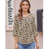 Zeagoo 3/4 Length Sleeve Womens Tops Round Neck Casual Summer Tunic Tops Basic Tees Blouses Dressy T-Shirts Pleated Shirts(Beige)