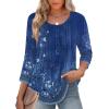 Zeagoo 3/4 Length Sleeve Womens Tops Round Neck Casual Summer Tunic Tops Basic Tees Blouses Dressy T-Shirts Pleated Shirts(Blue)