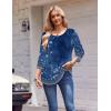 Zeagoo 3/4 Length Sleeve Womens Tops Round Neck Casual Summer Tunic Tops Basic Tees Blouses Dressy T-Shirts Pleated Shirts(Blue)