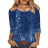 Zeagoo 3/4 Length Sleeve Womens Tops Round Neck Casual Summer Tunic Tops Basic Tees Blouses Dressy T-Shirts Pleated Shirts(Blue)