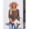 Zeagoo 3/4 Length Sleeve Womens Tops Round Neck Casual Summer Tunic Tops Basic Tees Blouses Dressy T-Shirts Pleated Shirts(Brown)