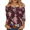 Zeagoo 3/4 Length Sleeve Womens Tops Round Neck Casual Summer Tunic Tops Basic Tees Blouses Dressy T-Shirts Pleated Shirts(Dh1021)