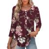 Zeagoo 3/4 Length Sleeve Womens Tops Round Neck Casual Summer Tunic Tops Basic Tees Blouses Dressy T-Shirts Pleated Shirts(Dh1021)