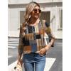 Zeagoo 3/4 Length Sleeve Womens Tops Round Neck Casual Summer Tunic Tops Basic Tees Blouses Dressy T-Shirts Pleated Shirts(Geometric Color Block)