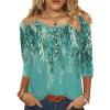 Zeagoo 3/4 Length Sleeve Womens Tops Round Neck Casual Summer Tunic Tops Basic Tees Blouses Dressy T-Shirts Pleated Shirts(Green)