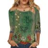 Zeagoo 3/4 Length Sleeve Womens Tops Round Neck Casual Summer Tunic Tops Basic Tees Blouses Dressy T-Shirts Pleated Shirts(Green-yellow)