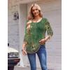 Zeagoo 3/4 Length Sleeve Womens Tops Round Neck Casual Summer Tunic Tops Basic Tees Blouses Dressy T-Shirts Pleated Shirts(Green-yellow)