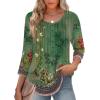 Zeagoo 3/4 Length Sleeve Womens Tops Round Neck Casual Summer Tunic Tops Basic Tees Blouses Dressy T-Shirts Pleated Shirts(Green-yellow)