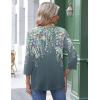 Zeagoo 3/4 Length Sleeve Womens Tops Round Neck Casual Summer Tunic Tops Basic Tees Blouses Dressy T-Shirts Pleated Shirts(Grey Floral)