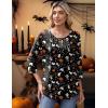 Zeagoo 3/4 Length Sleeve Womens Tops Round Neck Casual Summer Tunic Tops Basic Tees Blouses Dressy T-Shirts Pleated Shirts(Halloween Print 01)