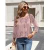 Zeagoo 3/4 Length Sleeve Womens Tops Round Neck Casual Summer Tunic Tops Basic Tees Blouses Dressy T-Shirts Pleated Shirts(Hot Pink)