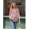 Zeagoo 3/4 Length Sleeve Womens Tops Round Neck Casual Summer Tunic Tops Basic Tees Blouses Dressy T-Shirts Pleated Shirts(Hot Pink)