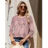 Zeagoo 3/4 Length Sleeve Womens Tops Round Neck Casual Summer Tunic Tops Basic Tees Blouses Dressy T-Shirts Pleated Shirts(Hot Pink)