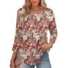 Zeagoo 3/4 Length Sleeve Womens Tops Round Neck Casual Summer Tunic Tops Basic Tees Blouses Dressy T-Shirts Pleated Shirts(Mz3)