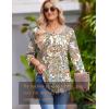 Zeagoo 3/4 Length Sleeve Womens Tops Round Neck Casual Summer Tunic Tops Basic Tees Blouses Dressy T-Shirts Pleated Shirts(Mz453)