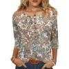 Zeagoo 3/4 Length Sleeve Womens Tops Round Neck Casual Summer Tunic Tops Basic Tees Blouses Dressy T-Shirts Pleated Shirts(Mz453)