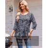 Zeagoo 3/4 Length Sleeve Womens Tops Round Neck Casual Summer Tunic Tops Basic Tees Blouses Dressy T-Shirts Pleated Shirts(Mz473)