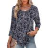 Zeagoo 3/4 Length Sleeve Womens Tops Round Neck Casual Summer Tunic Tops Basic Tees Blouses Dressy T-Shirts Pleated Shirts(Mz473)