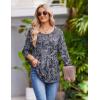 Zeagoo 3/4 Length Sleeve Womens Tops Round Neck Casual Summer Tunic Tops Basic Tees Blouses Dressy T-Shirts Pleated Shirts(Mz473)