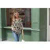 Zeagoo 3/4 Length Sleeve Womens Tops Round Neck Casual Summer Tunic Tops Basic Tees Blouses Dressy T-Shirts Pleated Shirts(Off-white)
