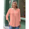 Zeagoo 3/4 Length Sleeve Womens Tops Round Neck Casual Summer Tunic Tops Basic Tees Blouses Dressy T-Shirts Pleated Shirts(Pink)